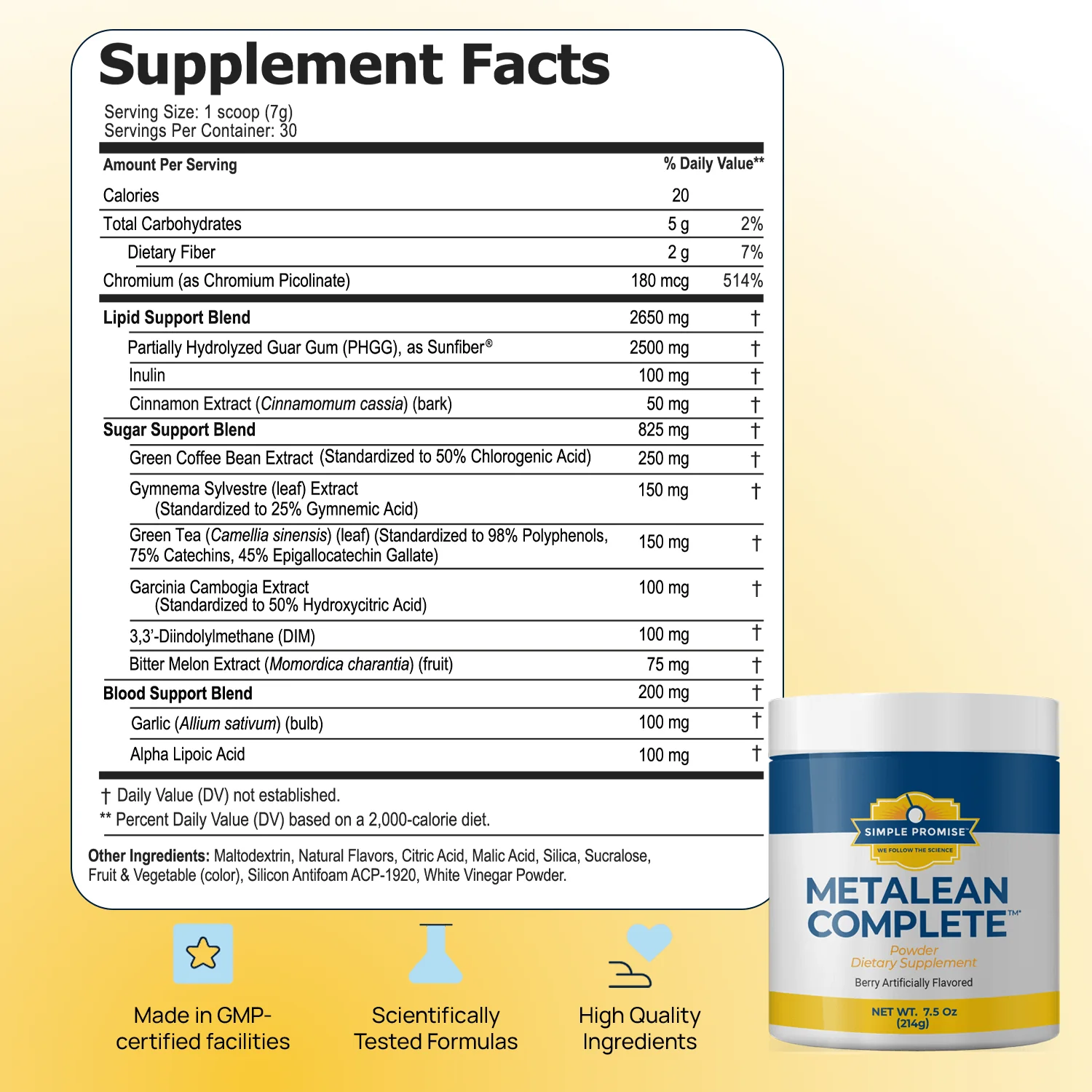 Metalean Complete - supplement facts